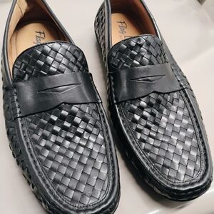 Elegant Black Leather Penny Loafers for Men